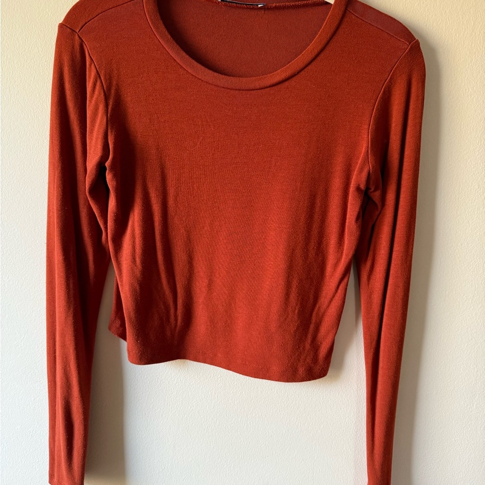Zara Women's Brick Red Long Sleeve Top